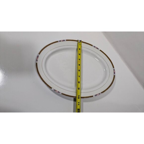 Noritake Chanossa Oval Serving Platter Porcelain Gold Floral Trim Vintage - Picture 5 of 16